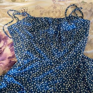 Blue and White Floral adjustable strap romper